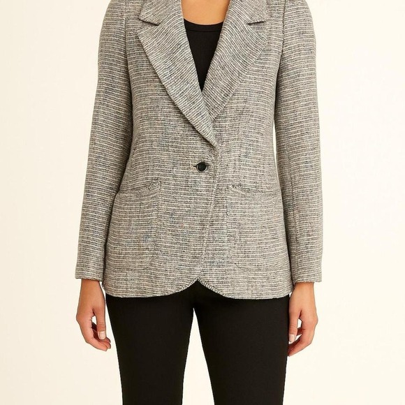 Emanuel Ungaro Paris Glitter Tweed Multicolor Blazer 8 Classic Retro Preppy - Picture 8 of 8